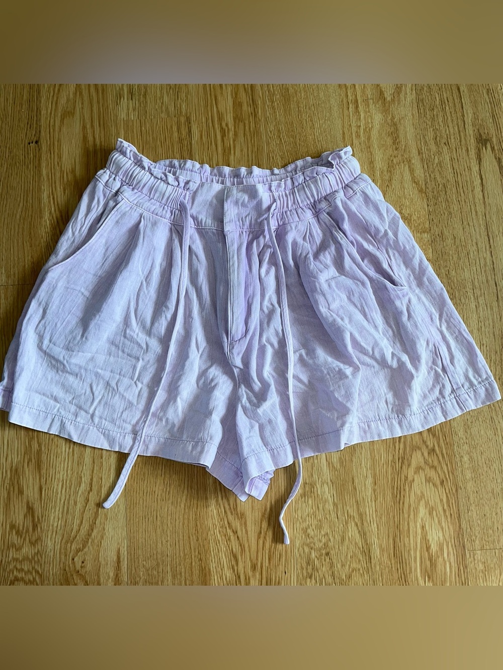 Mustard Seed Women's Purple Paperbag High Rise 100% Cotton Drawstring Shorts M